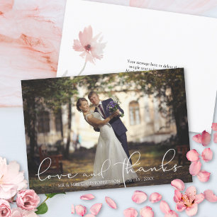 Cartão De Agradecimento Casamento de Fotografias de Obrigados e Amor