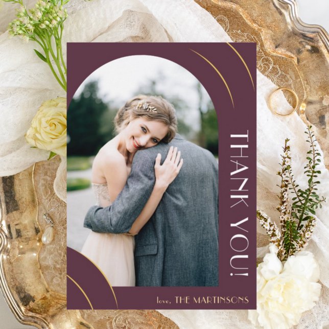 Cartão De Agradecimento Casamento de Fotografias de Plum bonito (Criador carregado)