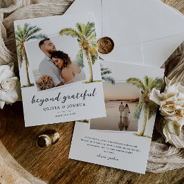 Cartão De Agradecimento Casamento de Fotografias de Praia Tropical