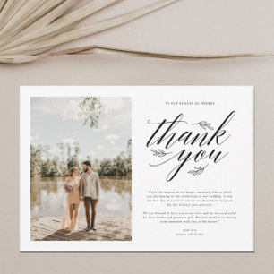 Cartão De Agradecimento Casamento de Fotografias de Script Elegante