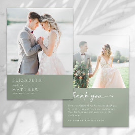 Cartão De Agradecimento Casamento de Fotografias de Script Minimalista Ver