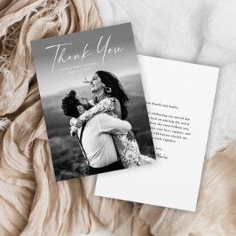 Cartão De Agradecimento Casamento de Fotografias de Script Moderno