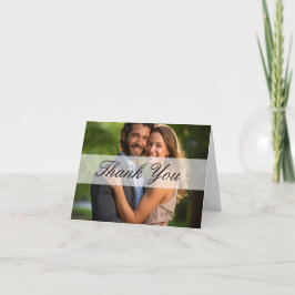 Cartão De Agradecimento Casamento de Fotografias de Sheer Overlay Elegante