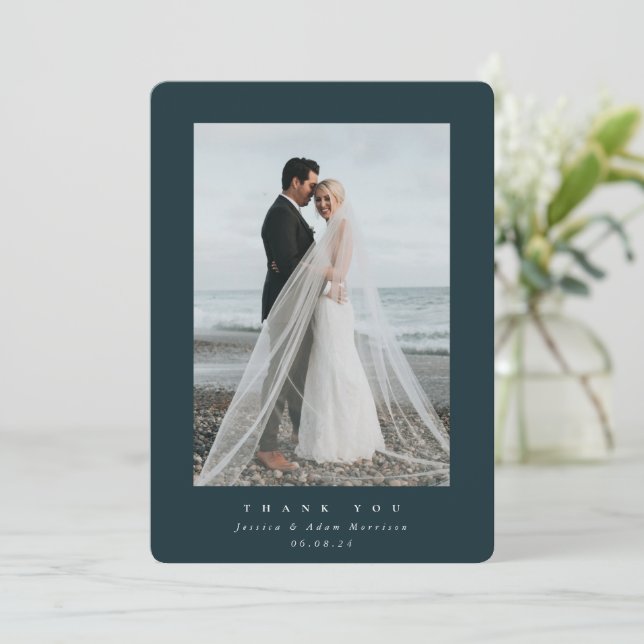 Cartão De Agradecimento Casamento de Fotografias de Solteiro Ultra Minimam (Em pé/Frente)