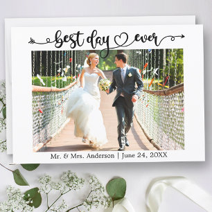 Cartão De Agradecimento Casamento de Fotografias do Melhor Dia do Coração 
