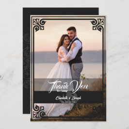 Cartão De Agradecimento Casamento de Fotografias do Swan Negro em Deco de