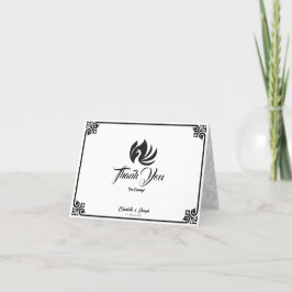Cartão De Agradecimento Casamento de Fotografias do Swan Negro em Deco de
