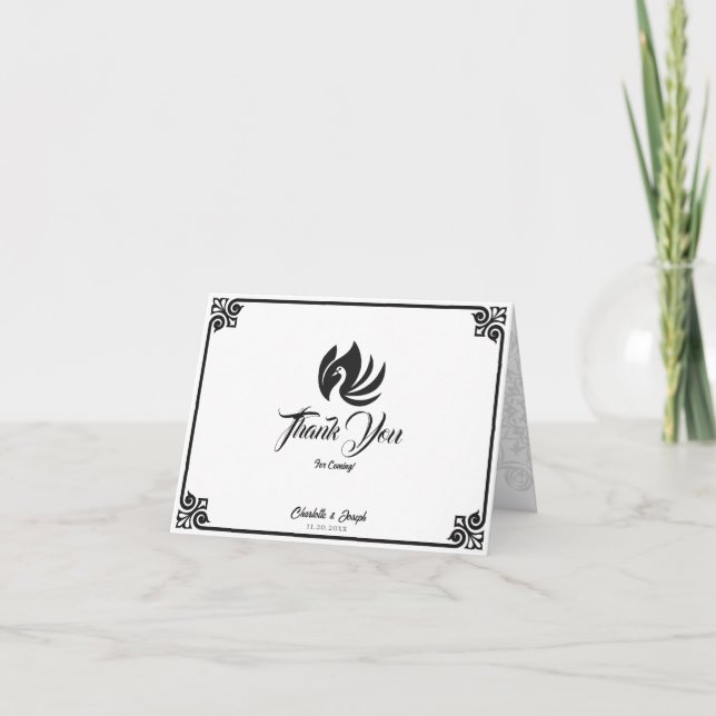 Cartão De Agradecimento Casamento de Fotografias do Swan Negro em Deco de  (Frente)