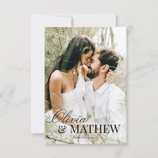 Cartão De Agradecimento Casamento de Fotografias Elegante Clássico do BUDG (Frente)