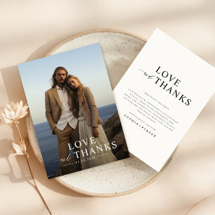 Cartão De Agradecimento Casamento de Fotografias Elegante Simples