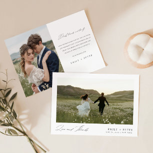 Cartão De Agradecimento Casamento de Fotografias Minimalista 2