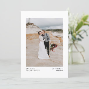 Cartão De Agradecimento Casamento de Fotografias Minimalista Moderno