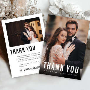 Cartão De Agradecimento Casamento de Fotografias Minimalista Moderno e Pre