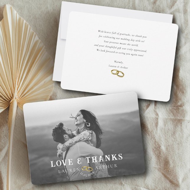 Cartão De Agradecimento Casamento de Fotografias Mínimo Personalizadas Mod (Criador carregado)