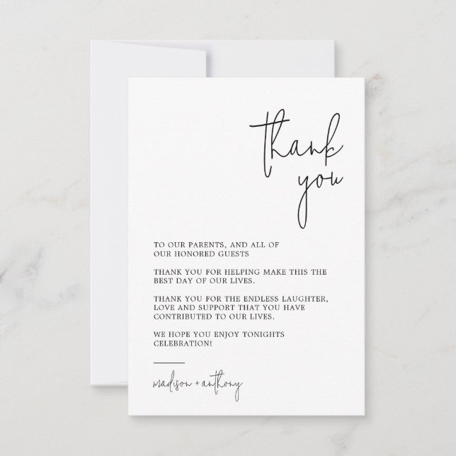 Cartão De Agradecimento Casamento de Fotografias Modernas com Na moda de C (Frente)