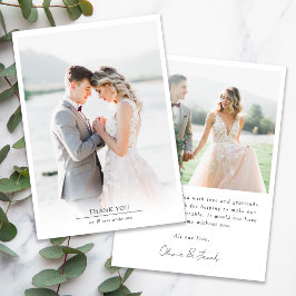 Cartão De Agradecimento Casamento de Fotografias Moderno Minimalista