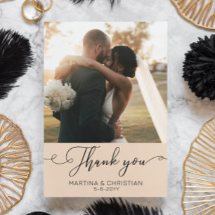 Cartão De Agradecimento Casamento de Fotografias Moderno Minimalista
