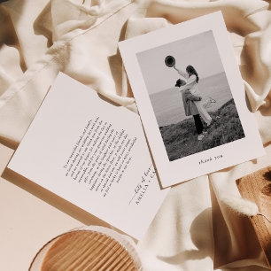 Cartão De Agradecimento Casamento de Fotografias Moderno Minimalista