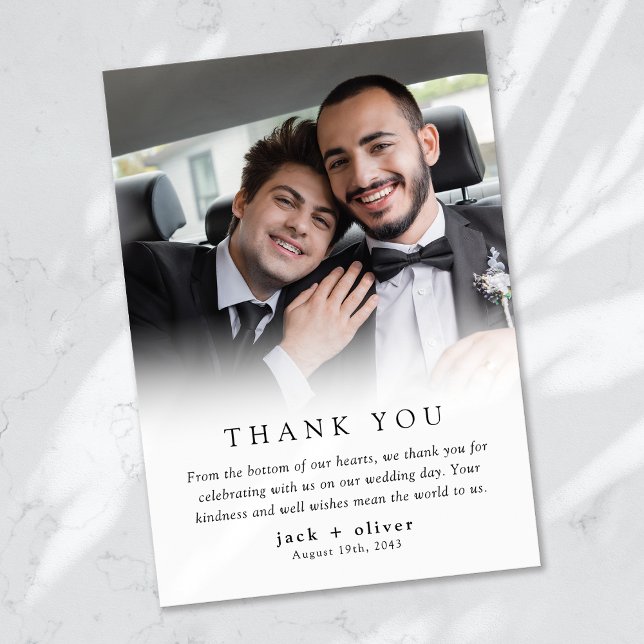 Cartão De Agradecimento Casamento de Fotografias Moderno Minimalista (Criador carregado)