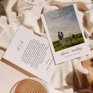 Cartão De Agradecimento Casamento de Fotografias Monogramas Moderno Minima