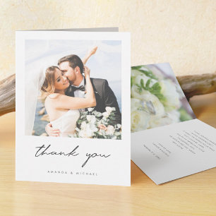 Cartão De Agradecimento Casamento de Fotografias Personalizadas de Script