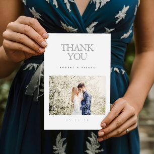 Cartão De Agradecimento Casamento de Fotografias Personalizadas Moderno El