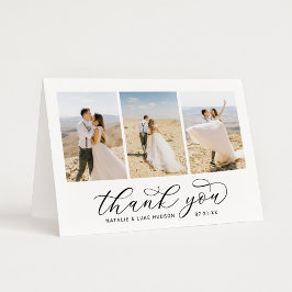 Cartão De Agradecimento Casamento de Fotografias Personalizado com Script 