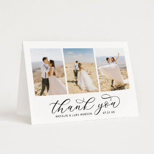 Cartão De Agradecimento Casamento de Fotografias Personalizado com Script