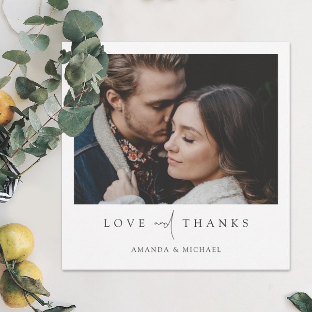 Cartão De Agradecimento Casamento de Fotografias Simples Elegante Moderno (Criador carregado)