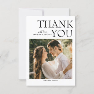 Cartão De Agradecimento Casamento de Fotografias Simples Preto e Branco Co