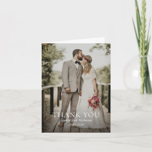 Cartão De Agradecimento Casamento de Fotografias Simples Preto e Branco Mo