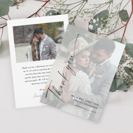 Cartão De Agradecimento Casamento de Fotos 2, preto e branco Elegante mode