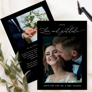 Cartão De Agradecimento Casamento de Fotos Branca e Amor e Gratidão