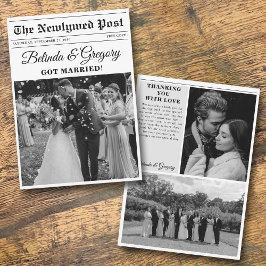 Cartão De Agradecimento Casamento de Fotos Brancas e Negras