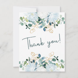 Cartão De Agradecimento Casamento de fotos com flores brancas de eucalipto