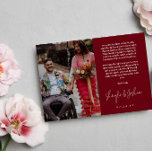 Cartão De Agradecimento Casamento de Fotos com Script de Mão Vermelha Obri<br><div class="desc">Cartões de agradecimentos romântico de casamento impresso com duas das suas fotos de casamento,  uma menor de um lado e uma maior do outro lado. Obrigado em uma escrita moderna escrevendo de mão,  seus nomes também,  com um obrigado impresso que você escreve acima.</div>