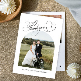 Cartão De Agradecimento Casamento de fotos de arco elegante