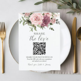 Cartão De Agradecimento Casamento de Fotos de Compartilhamento QR Floral d
