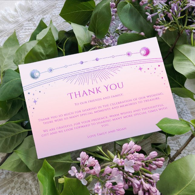 Cartão De Agradecimento Casamento de Fotos de Estrelas Rosa-Rosa-Rosa-Sol  (Criador carregado)