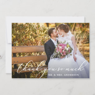 Cartão De Agradecimento Casamento De Fotos De Linda Caligrafia