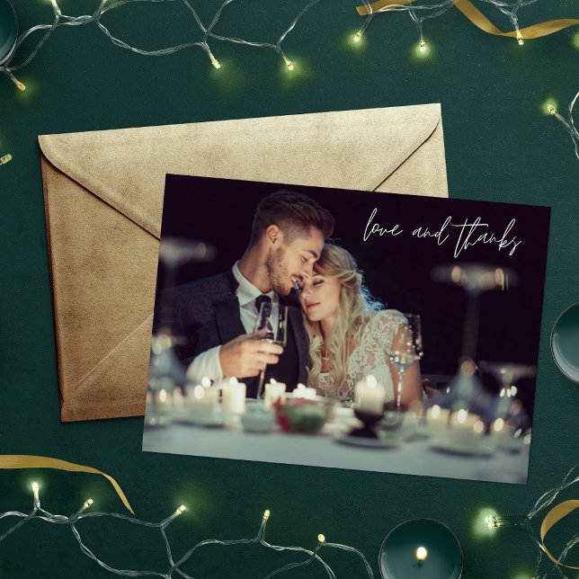 Cartão De Agradecimento Casamento de Fotos de Obrigados e Amor Obrigado (Criador carregado)