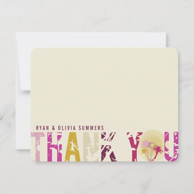 Cartão De Agradecimento Casamento de Fotos de Palmeiras Tropicais (Frente)