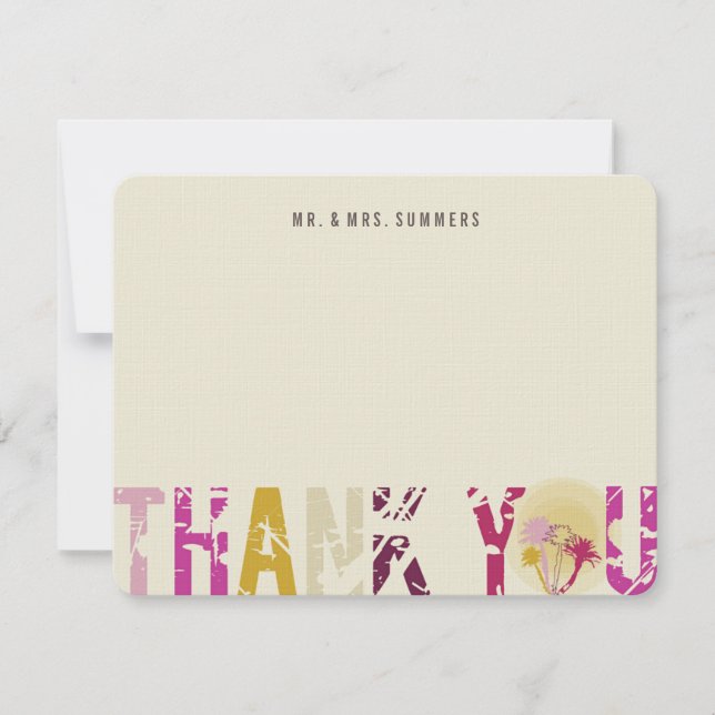 Cartão De Agradecimento Casamento de Fotos de Palmeiras Tropicais (Frente)