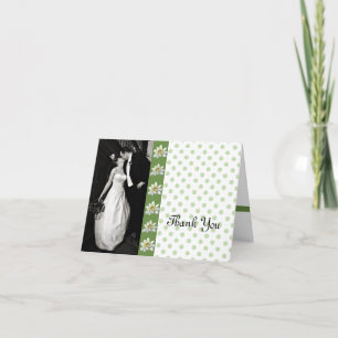 Cartão De Agradecimento Casamento de Fotos Edelweiss e Bolinhas Obrigado
