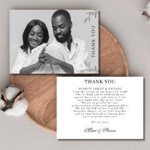 Cartão De Agradecimento Casamento de fotos em preto e branco