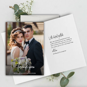 Cartão De Agradecimento Casamento de Fotos Estadamente Elegante Obrigado