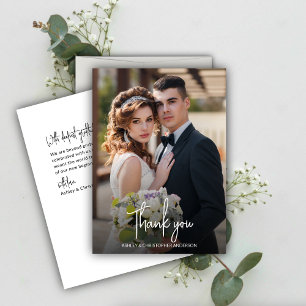 Cartão De Agradecimento Casamento de Fotos Estadamente Elegante Obrigado