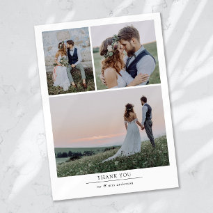 Cartão De Agradecimento Casamento de fotos minimalista 3