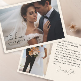 Cartão De Agradecimento Casamento de Fotos Moderno Elegante 2 Obrigado Bei