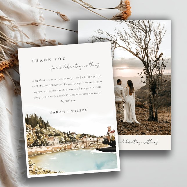 Cartão De Agradecimento Casamento De Fotos Por Aquarela Do Rio Verona Adig (Criador carregado)